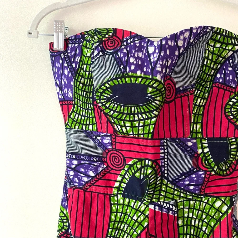 Girls‎ Ankara Patchwork Playsuit Multi Colored Mosaic One-piece Romper Large/XL